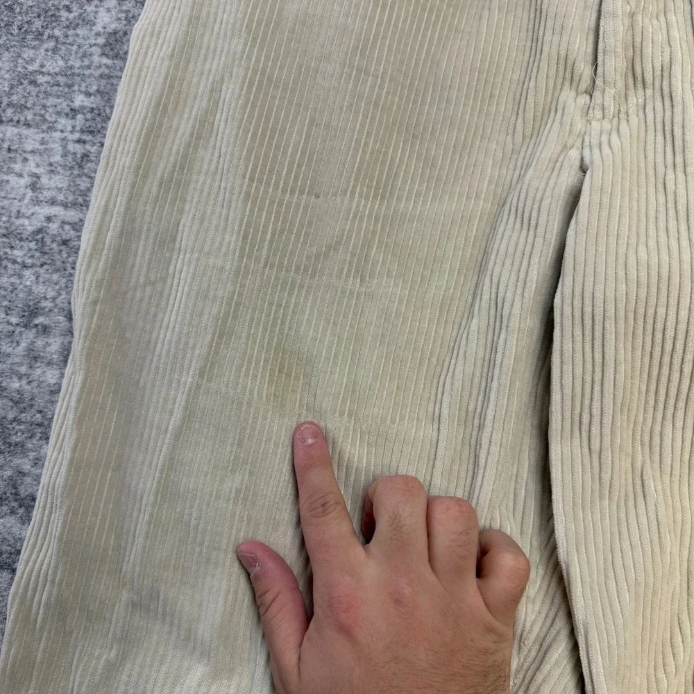 VTG Lands End Corduroy Pants Mens Fits‎ 36x31 Cream Wide Wale Field Trousers USA